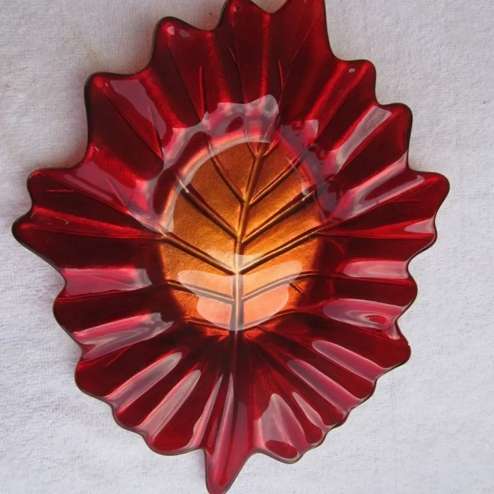 🩵Partylite Red & Gold Indian Summer Pillar Candle Tray - Picture 5 of 10